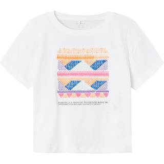Name It Bright White/silt Green Loose Short T-shirt