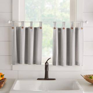 Elrene Home Fashions Tucker Solid Button Tier Window Curtain til k?kken eller badev?relse 30 tommer med 24 tommer gr?t s?t p? 2
