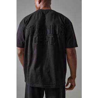 Mens Black Man Active Training Dept Oversized Embossed T-shirt
