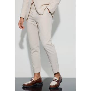 Mens Natural Linen Blend Tailored Tapered Trousers