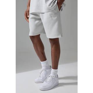 Mens Light Grey Man Active Training Dept Oversized 5inch Embossed Short