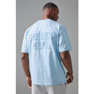 Mens Blue Man Active Training Dept Oversized Embossed T-shirt