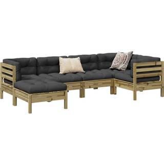 Sofasæt Til Haven 6 Dele Med Hynder Massivt Fyr - Naturlig imprægnering