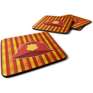 """" Caroline's Treasures Fireman's Hat Foam Coaster Set på 4 3,5 multicolor """"