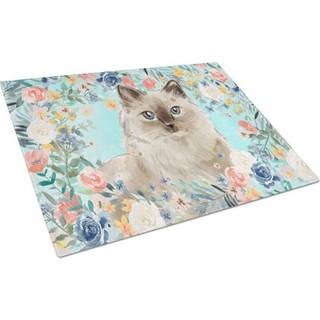 Caroline's Treasures CK3396LCB Ragdoll Spring Flowers Glass Cutting Board Stor dekorativt tempereret glas Køkkenskæring og serveringsplade Stor i