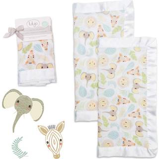 Lulujo Baby Security Lovey Tæpper | Unisex blødeste åndbar bomuld muslin sikkerhedstæppe med silkeagtig satin trim | Neutral trøstende tæppe til