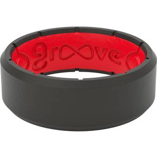 Groove Life Edge Black/Red Silicone Ring - ?ndbar gummi vielsesringe til m?nds levetid d?kning unik designkomfort fit ring - st?rrelse 9