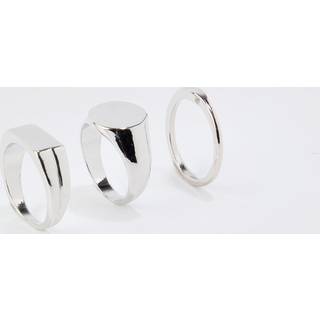 Mens Silver 3 Pack Signet Rings