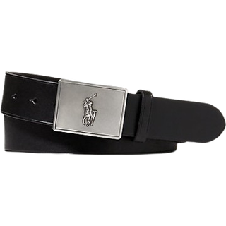 Polo Ralph Lauren Polo Ralph Lauren Black Pony Player Metal Plaque Leather Belt