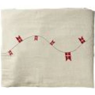 Fødselsdagsdug med flag coated 140 cm x 240 cm hørfarvet