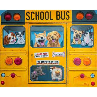 Springbok Happy Bus 500 stykker puslespil for voksne og børn - hundeelskere vil nyde denne illustration af kunstneren Carol Luz fra masser af gla