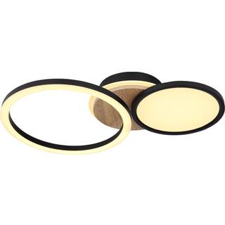 Sid LED-loftlampe med træ, 3 lyskilder