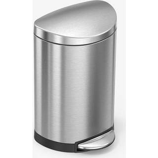 Simplehuman 6L halvrund pedalspand, børstet rustfrit stål