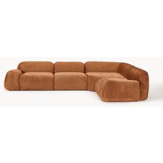 Modulær hjørnesofa Wolke (4-personers) i teddy-bouclé