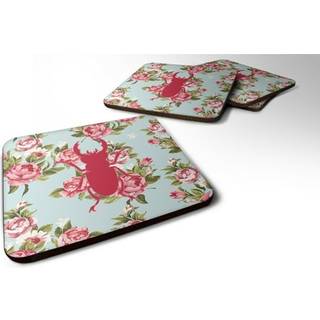 """" Caroline's Treasures BB1063-RS-BU-FC Beetle Shabby Chic Blue Roses Foam Coasters (Sæt på 4) 3.5 """" ""H X 3.5"" """" ""W Multicolor"" ""