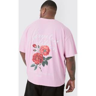 Mens Plus Limited Edition Floral Back Print Graphic T-shirt In Pink