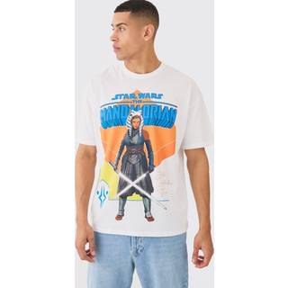 Mens White Oversized Star Wars Asoka Mandalorian License T-shirt