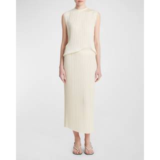 Vince Pleated satin midi skirt - white - S