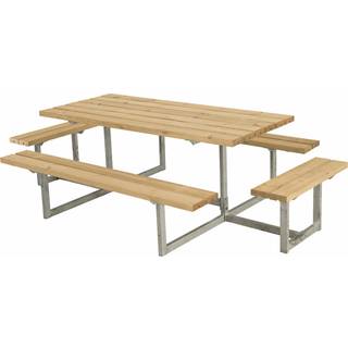 PLUS Basic bord/bænkesæt med 2 påbygninger, ThermoWood®, gyldenbrun/fyr, 260 cm
