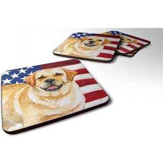 """" Caroline's Treasures Golden Retriever Patriotic Decorative Coasters multicolor """"