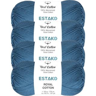 Estako Royal Cotton (4 Skeins Pack) 100% merceriseret giza bomuldsgarn blød super fino til hækling og strikning (4 x 1,76 oz) / (4 x 137 år) (507