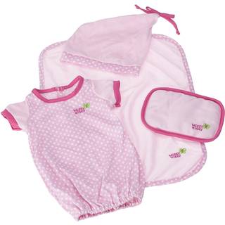 JC Toys Baby Doll vaskbart og genanvendelige Eco -bleer 4 Pack Passer til dukker 14 til 18 tommer i lyserød/hvid/grå