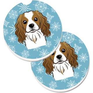 """"Caroline's Treasures Snowflake Cavalier Spaniel S?t med 2 kopholdere bilsk?nere BB1658CARC 2.56 Multicolor""""