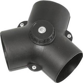 Y-ventil til varmluftsslange, med spjæld, Ø55 / 55 / 55 mm, plast, sort