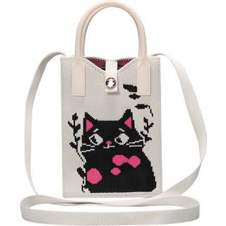 Strikket Crossbody Skuldertaske (180 x 120 mm) - Sort Kat