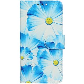 EIDERWOOD iPhone 13 Mini Læder Flip Cover m. Pung & Print - Blå Orkidé