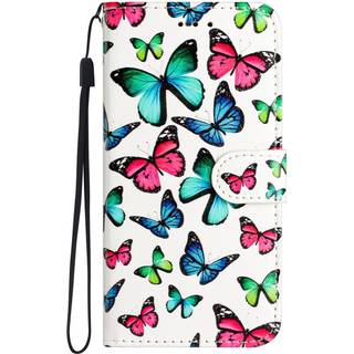 EIDERWOOD Motorola Moto G42 Læder Flip Cover m. Pung og Strop - Farverige Sommerfugle