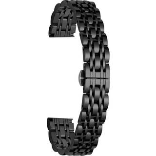 Universal 14mm Rustfri Stål Smartwatch Rem m. Mønster - Sort