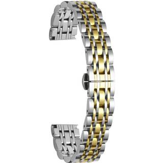 Universal 14mm Rustfri Stål Smartwatch Rem m. Mønster - Sølv / Guld