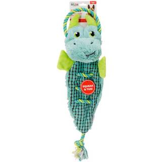 Outward Hound Ropiez Rope Interaktivt hundevognsleget?j til sl?bning Squeaky Fun Dragon Flerfarvet Stor