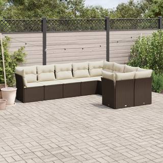 sofasæt til haven 9 dele med hynder polyrattan brun