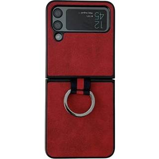 Samsung Galaxy Z Flip4 Dækket Cover med Metal Ring - Rød