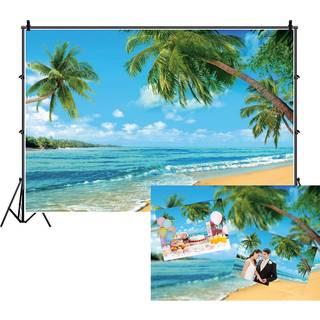 Dashan 10x8ft tropisk strand baggrund hav Hawaiian luau party sommer hav sejler strand f?dselsdag sandstrand palme fotografering baggrund bryllup