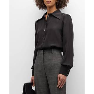 The Row Conan silk crÃªpe de chine shirt - black - S