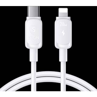 SiGN USB-C til Lightning Kabel 20W, 0.25m - Hvid