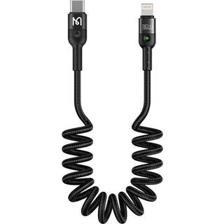 Mcdodo USB-C til Lightning spiralkabel fra 43 til 180 cm - Sort vævet