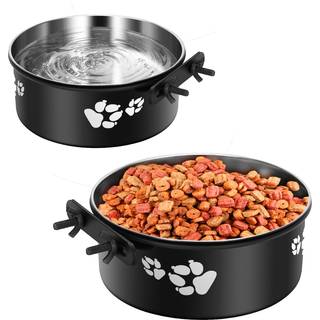 Kennel Vandsk?l H?ngende Shineme 2 Pack Rustfrit st?l Mad og vandsk?l til hundebur Kasse Kennelsk?le Mountable til mellemstore og sm? hunde katte