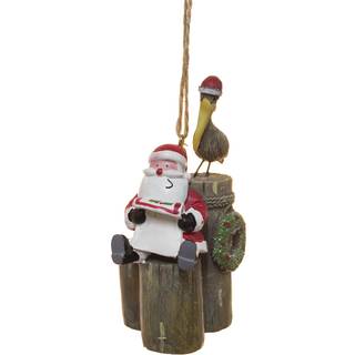 Cape Shore Coastal Pelican om h?ldning med Santa Resin Christmas Ornament