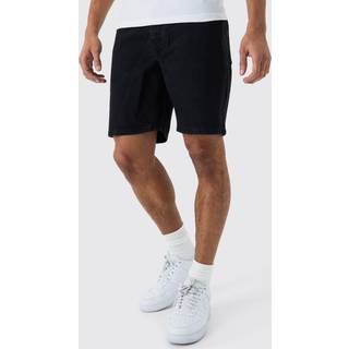 Mens True Black Slim Rigid Denim Shorts In Black