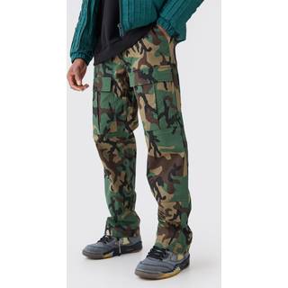 Mens Khaki Relaxed Gusset Ripstop Camo Cargo Trouser
