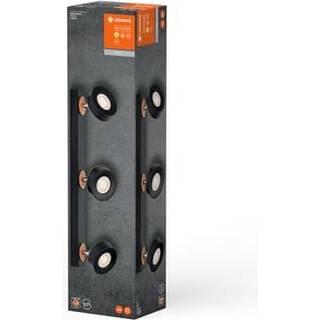 LEDVANCE LED-loftspot Pluto, stål, træ, 3-lys, sort Pluto, Sort, Stue/spisestue, Metal