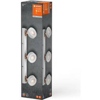 LEDVANCE LED-loftspot Pluto, stål, træ, 3-lys, hvid Pluto, Hvid/opal, Stue/spisestue, Metal