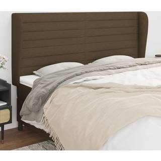 Sengegavl Med Kanter Stof - Mørkebrun / 163 x 23 x 118/128 cm