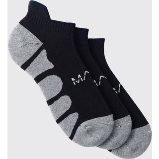 Mens Black 3 Pack Man Active Gym Cushioned Trainer Sock