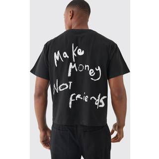 Mens Black Make Money Not Friends Back Print Slogan Baby Tee