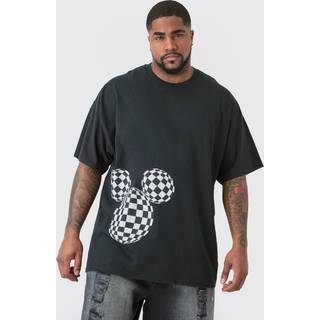 Mens Plus Oversized Mickey Mouse License T-shirt in Black